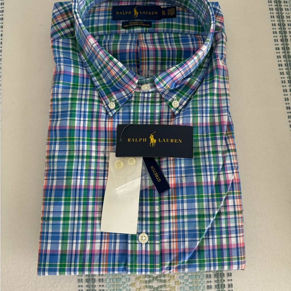 Men’s Ralph Lauren Plaid Button Down Dress Shirt XL